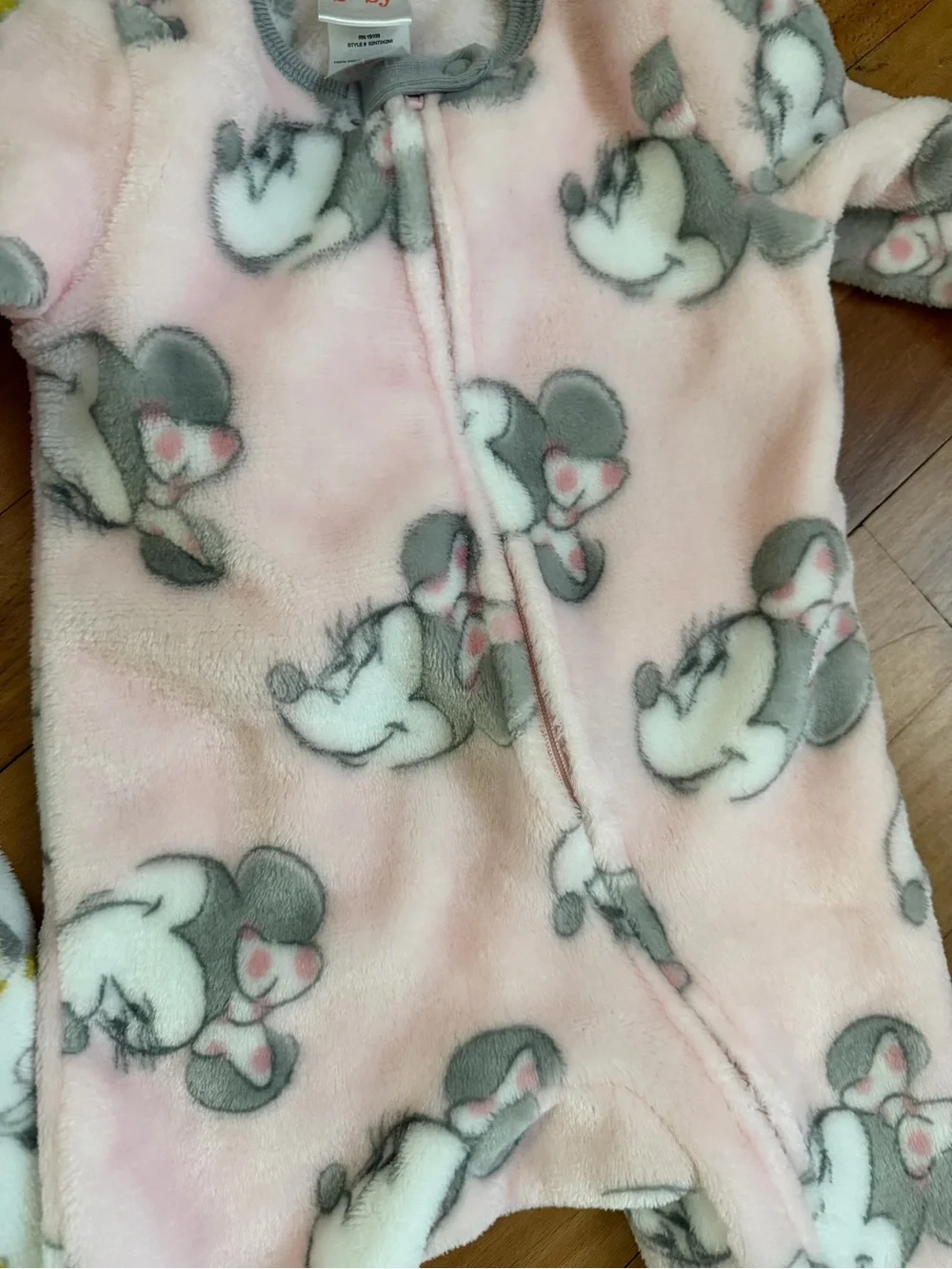 Disney Pink and White Minnie Mouse Plush Footie One-Pieces
